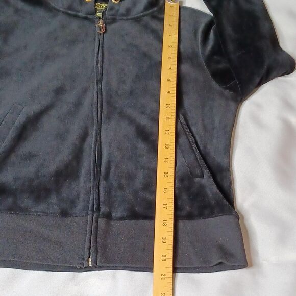 Juicy Couture Black Label Tracksuit Set Womens Large Black Velour Juicy - Picture 14 of 16